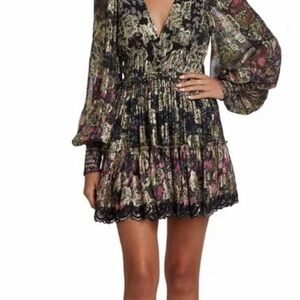 Hemant and Nandita metallic tiered mini dress